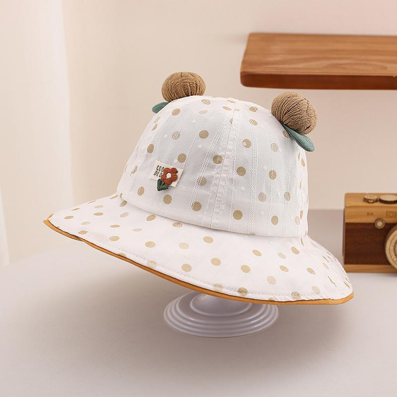 Baby Girls Sun Hat 50cm 1-3 Years Spring New Polka Dot Floral Bucket Cap Toddler Outdoor Windproof Kids Summer Beach Bonnet