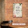 Metal Poster Wall Art, Strength Dignity Vintage Floral Print, Living Room Decor