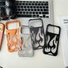 Hollow Case z Wzorem Płomieni 3D do iPhone 17 Air 16 15 14 13 12 11 Pro Max Plus Cienki Odporny na Wstrząsy Tylny Pokrowiec Modny Miękki TPU