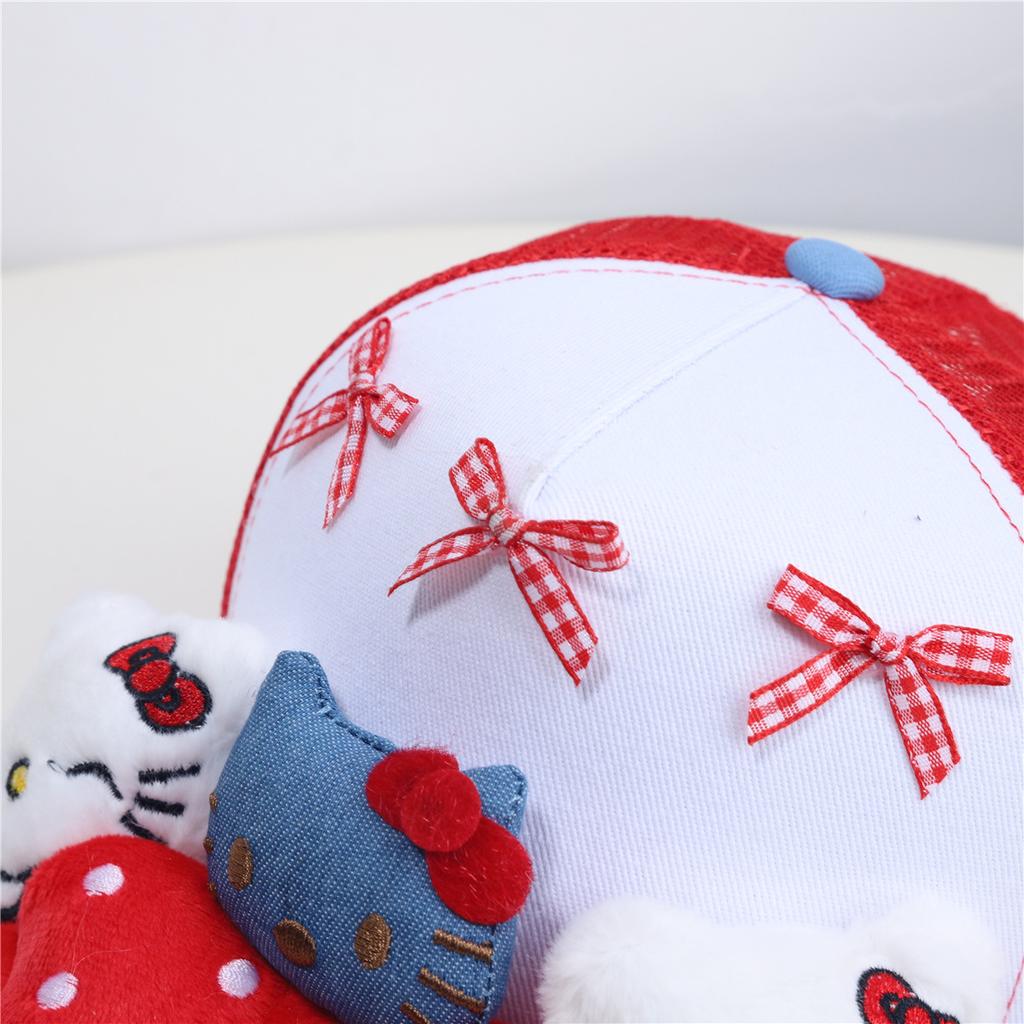 2025 new cute kitten bow cap children y2k Yabi wind show face small breathable baseball cap
