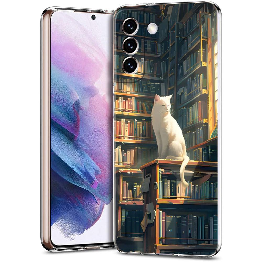 

Прозрачный чехол для Samsung Galaxy S25, S24, S23, S22, S21, S20, FE, Ultra, S10, S10E, S9, Plus, 5G, Чехол-колпачок, Мультяшный Столик, Кот, ТПУ Galaxy S10e
