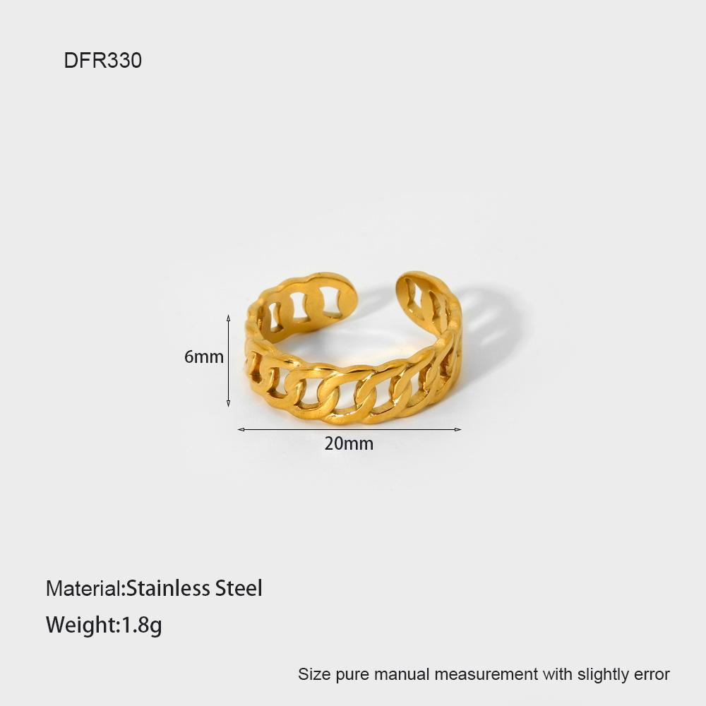 European and American hollow love irregular stainless steel open ring plain ring plated 18k gold geometric ring niche advanced