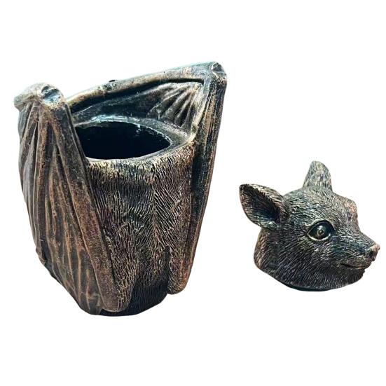 Yousheng Halloween Gothic Bat Storage Box Simulated Bat Resin Figurine Statue Retro Bat Jewelry Trinket Organizer Box Party Decoration Ornament