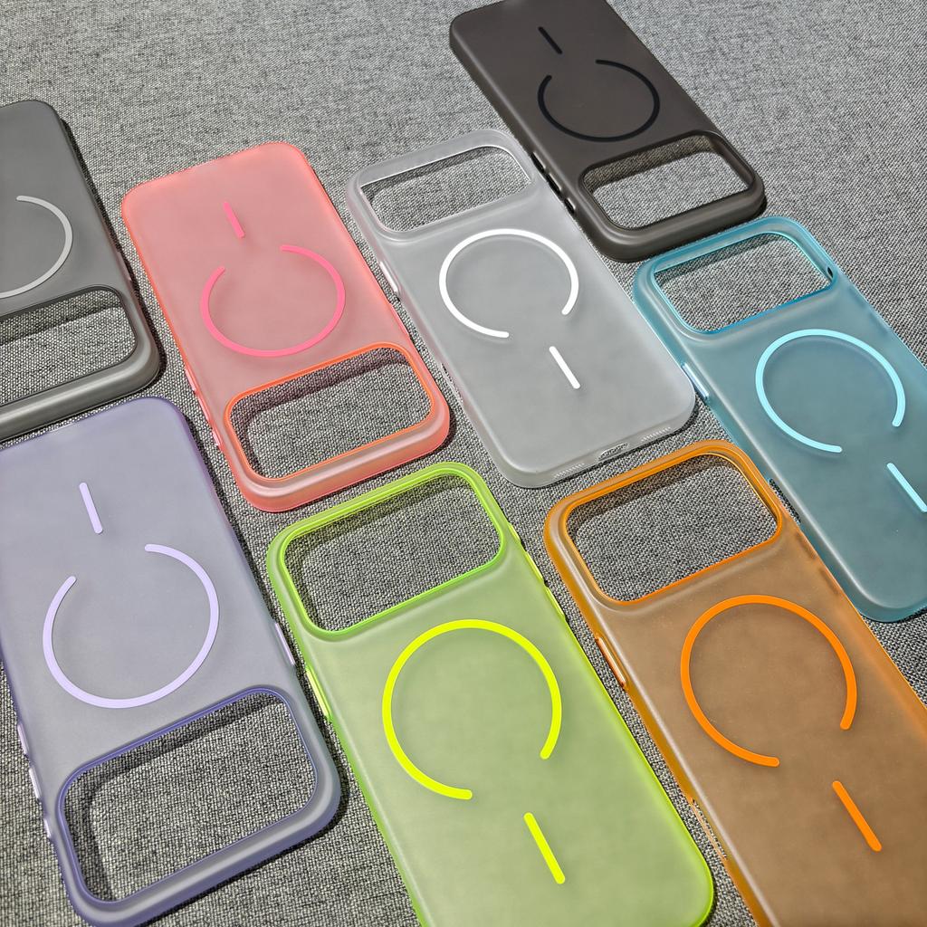Soft sand fine ring magnetic mobile phone case Apple 17ProMax matte ultra-thin skin iphone15/14/16 hard case