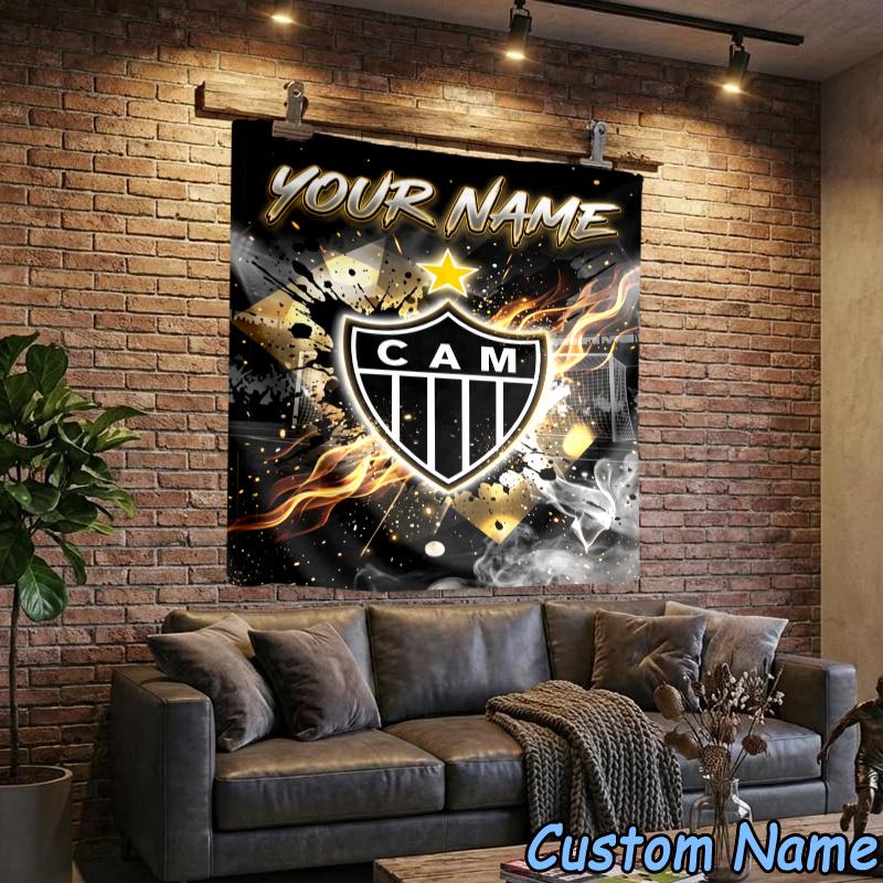 Custom Name Atletico Mineiro Hanging Tapestry Background Tapestry for Bedroom Living Room Dorm,Home Party Wall Decoration,Fan Gifts