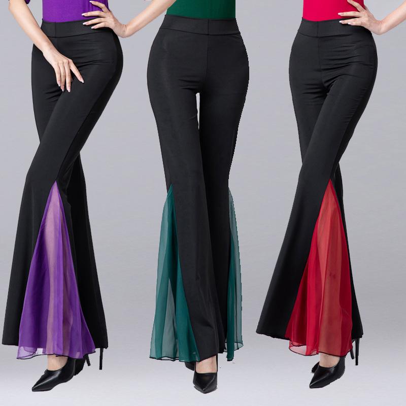 Pantaloni da Ballo Eleganti a Zampa d'Elefante da Donna Pantaloni da Ballo Latino da Sala da Ballo Pantaloni da Danza del Ventre Pantaloni da Allenamento Costume da Esibizione