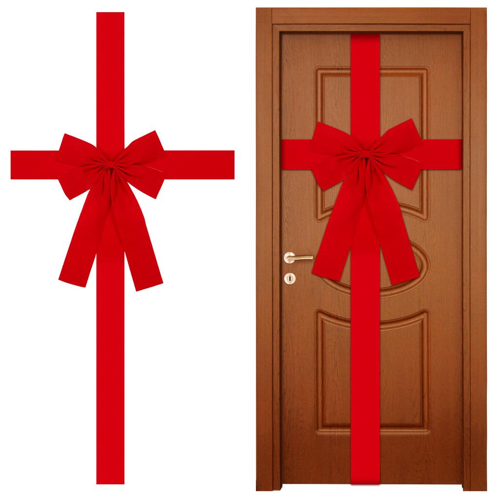 Christmas Cabinet Door Ribbon Bow Large Velvet Christmas Wreath Bow For Christmas Front Door Cabinet Home Decoration,Red