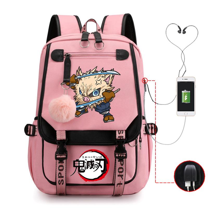 Ghost Annihilation Blade Grade 3-6 Junior High School Student High School Student School Bag Strap USB Multifunctional Backpack