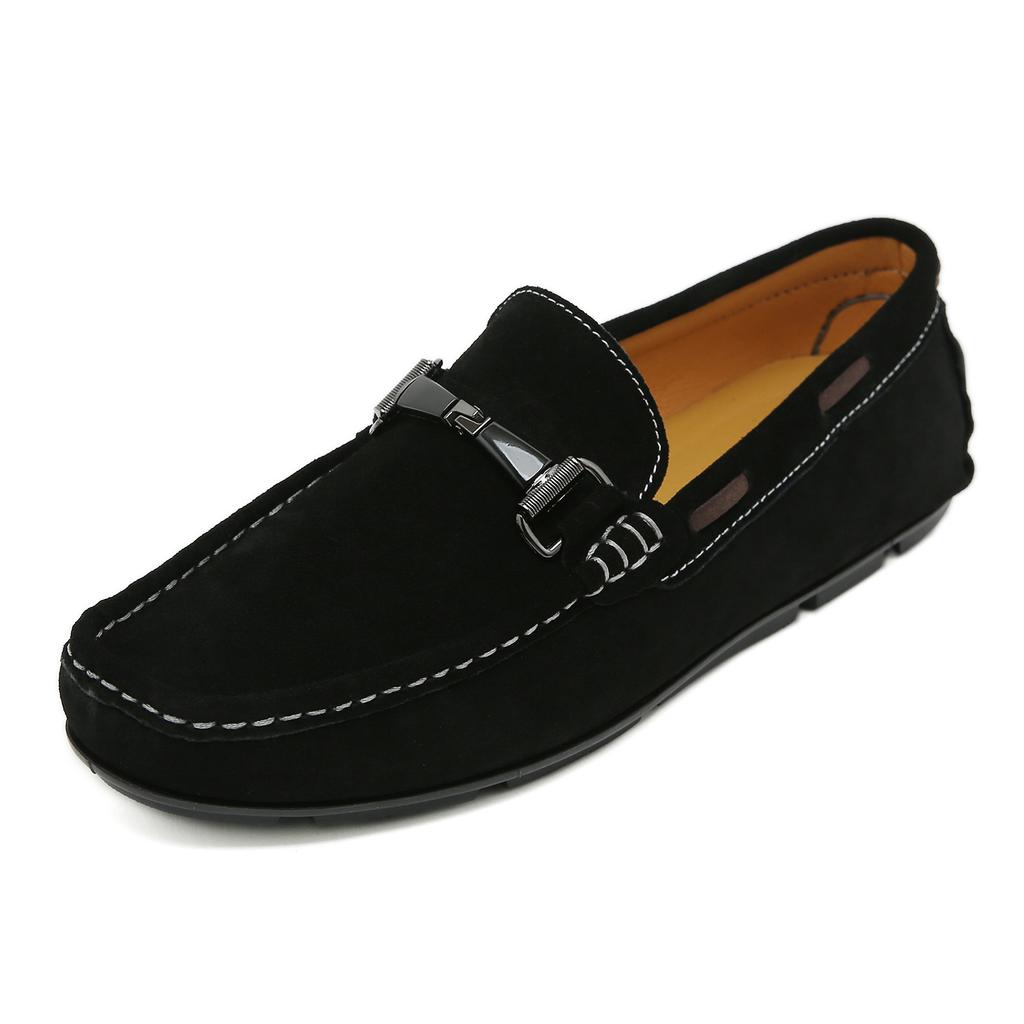 Suede Leather Men's Business Casual Shoes Handmade Rubber Bottom Loafers Leisure Slip On Flats Outdoor Male Driving Moccasins
