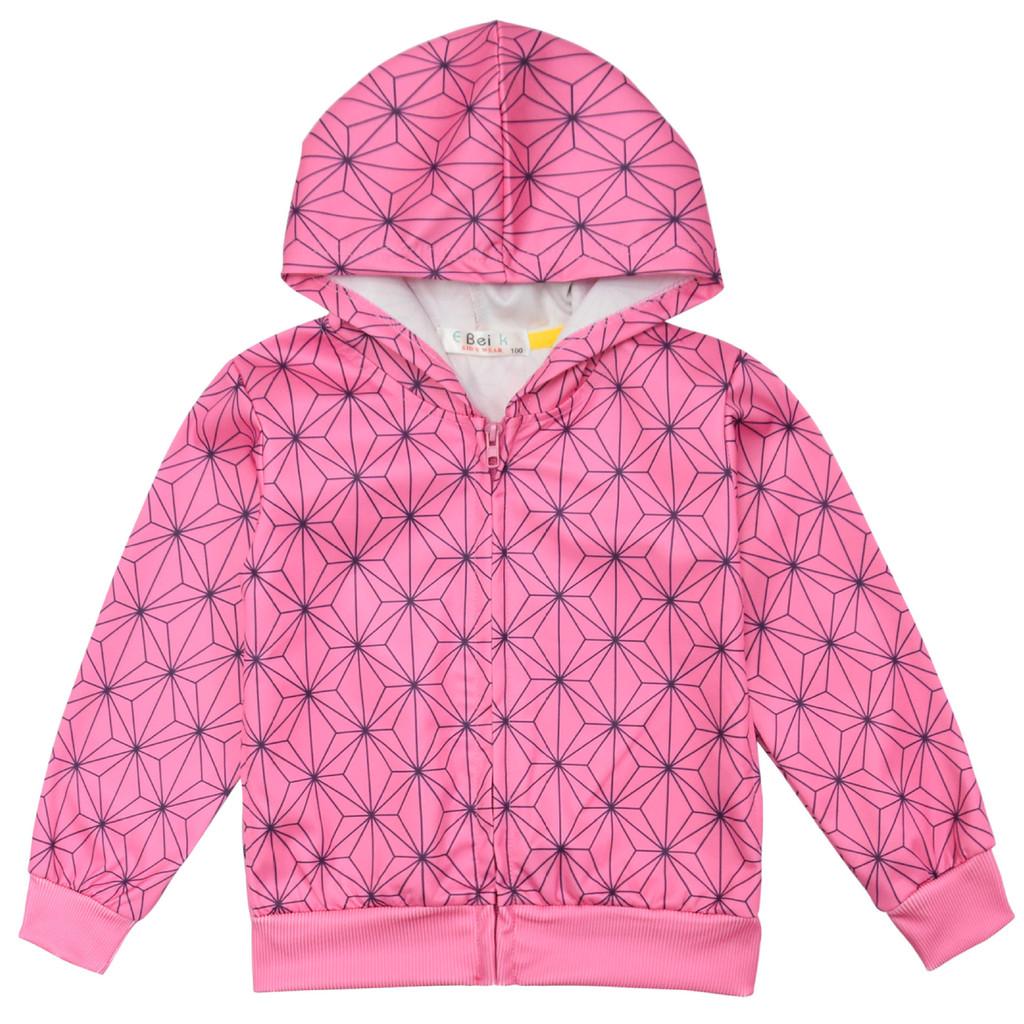 

Kids Boys Girls Anime Cartoon Demon Slayer Long Sleeves Zipper Hooded Jacket Coat 170cm