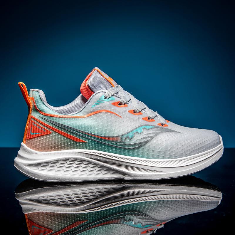 

Spring and summer new couple shoes fish silk mesh sports running shoes light and breathable high elastic soft sole candy color student shoes 40