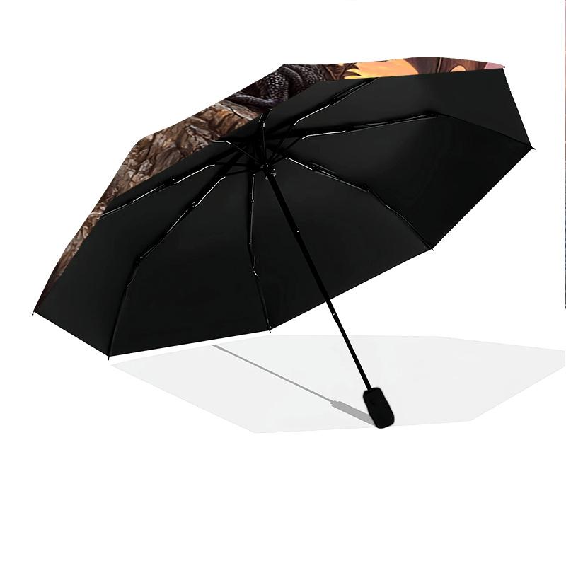 1 PC Automatic Folding Umbrella - Dragon Sunset Pattern, Portable & Foldable Design with 8 Ribs, Christmas Birthday Gifts