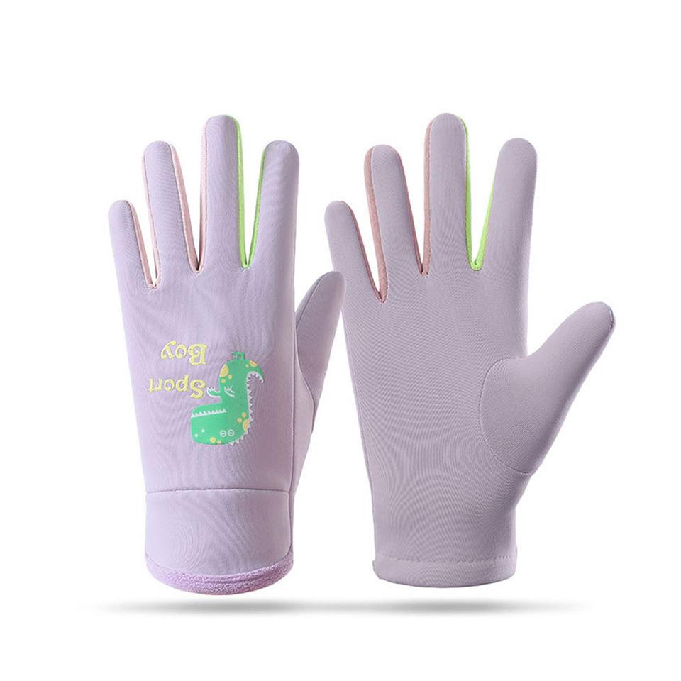 1Pair New Style Children's Gloves Skin-Friendly And Warm Silicone Luminous Cartoon Dinosaur Water-Resistant Fabric Unisex