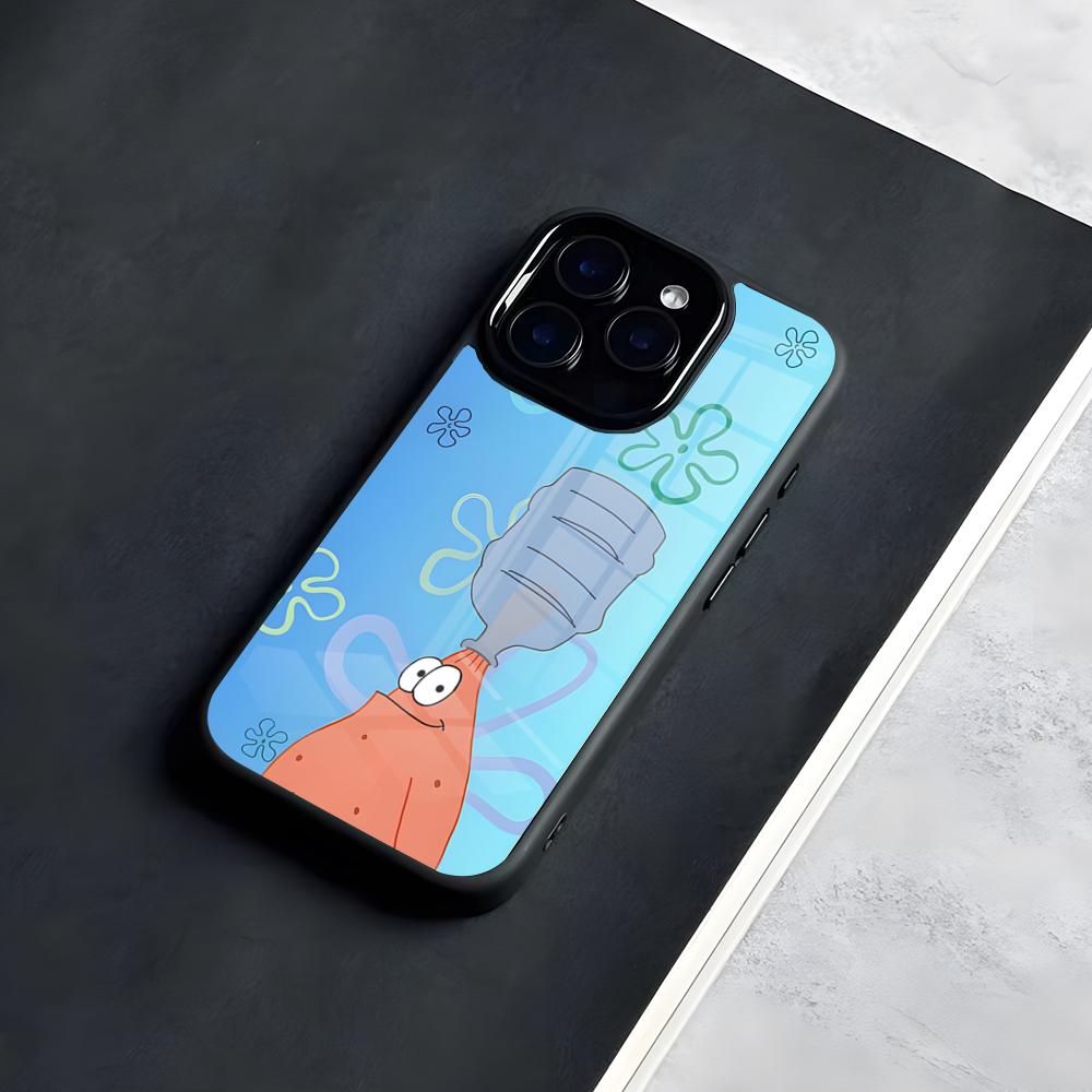 Kind SpongeBob Square Phone Case For IPhone 17 Pro Max 16 15 14 13 11 Pro Max Plus Glass Phone Case