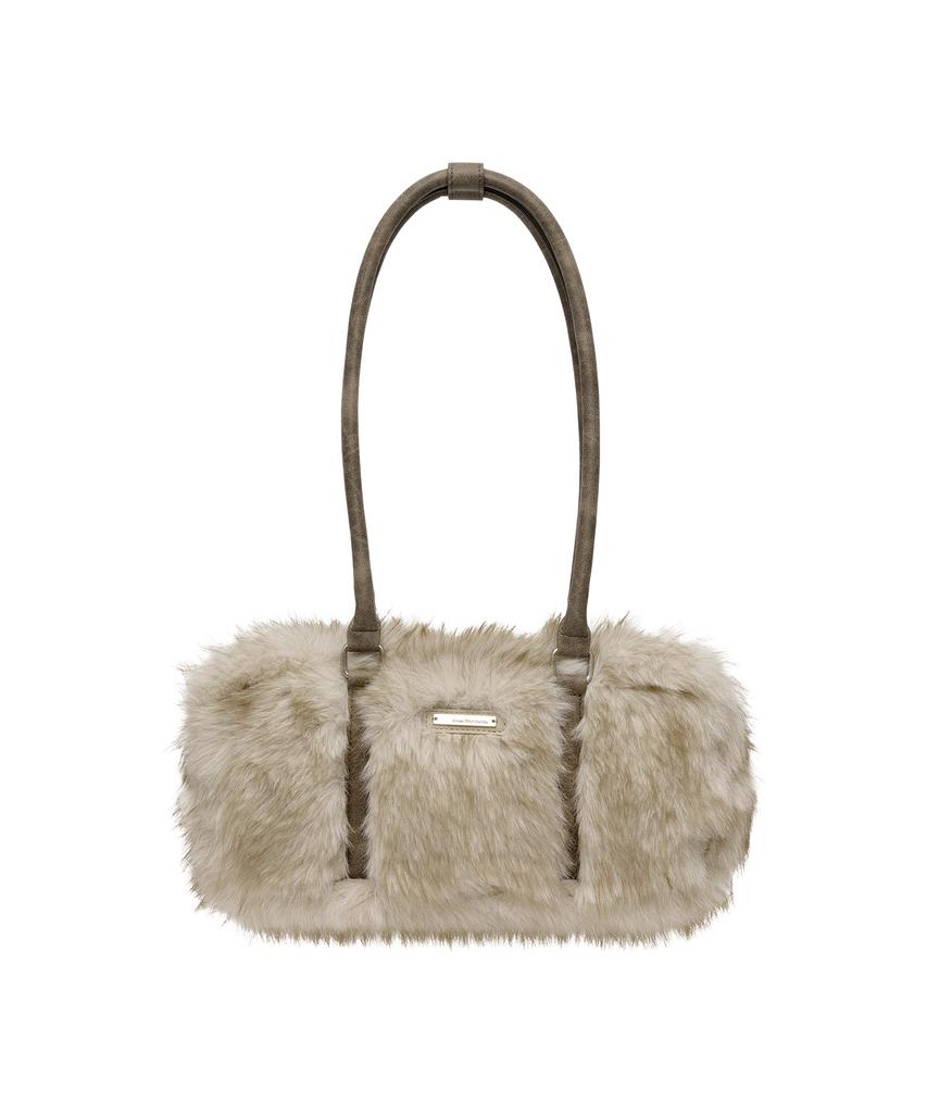 Ames-Worldwide Ames Fur Shoulder Bag Ivory