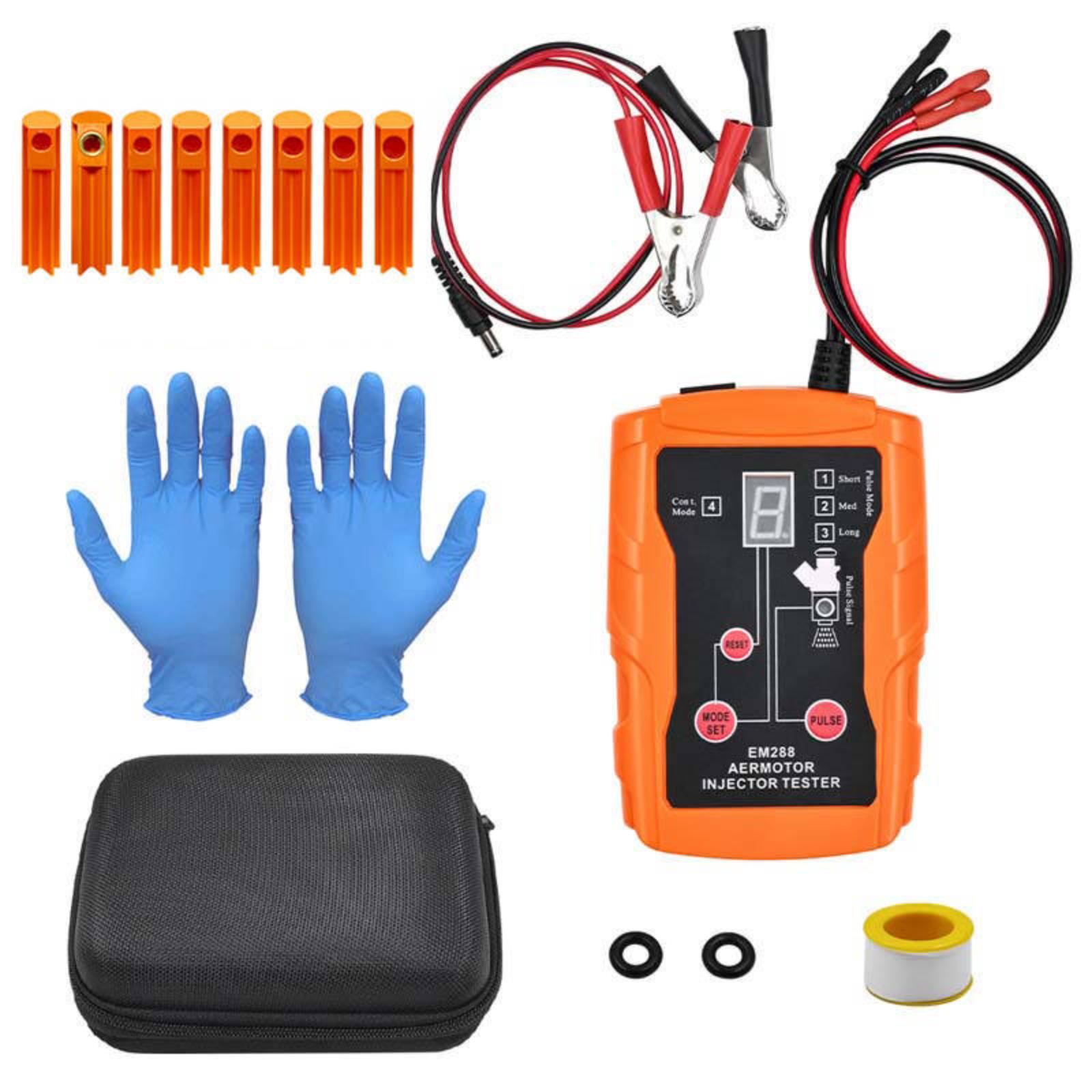 EM288 Fuel Injector Tester DIY Cleaner Set 8 Pulse Modes Car Fuel Cleaning Injector Work with Fuel Pressure Tester Car оранжевый