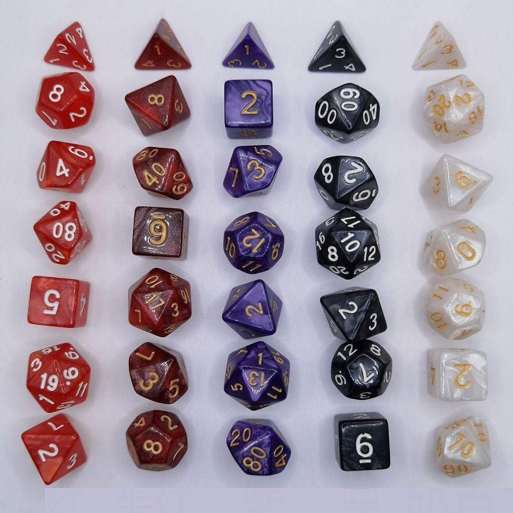 7Pcs/set 7-Die DND Dice Multifacetado Jogo de Mesa D4 D6 D8 D10 D12 D20 Jogo de Dados Jogo de Festa Acrílico Poliédrico Dados TRPG DND