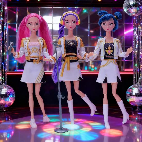 3Pcs K-pop Fashion Doll with 9 Movable Joints Dynamic Pose Doll Collectible Action Figure with Unique Style