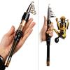 Sougayilang Fishing Rod Set Mini Telescopic Carbon Fishing Rod and Spinning Fishing Reel Combos