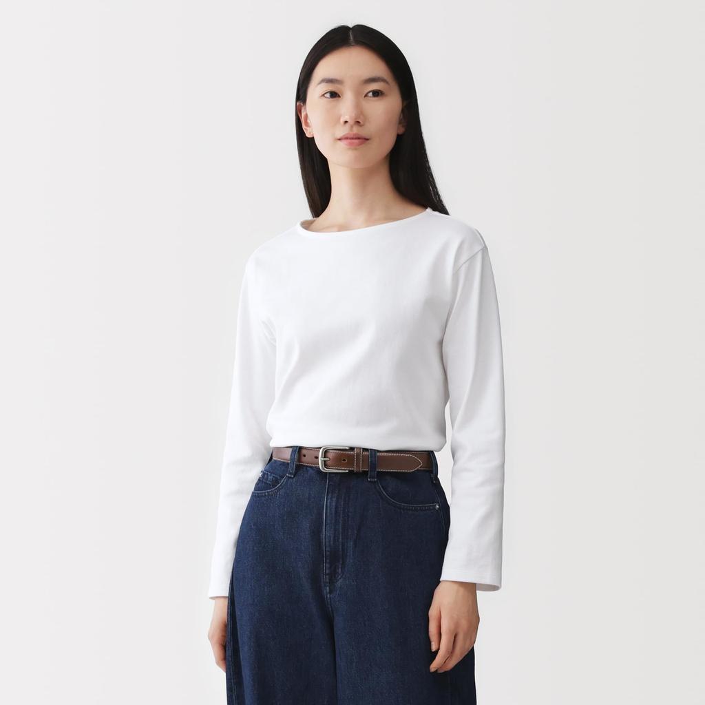 MUJI Vegetable Tanned Leather Adjustable Belt, Medium Width Stitching, Unisex, Adult, EHB28A6S, Dark Brown, Total Length 115cm