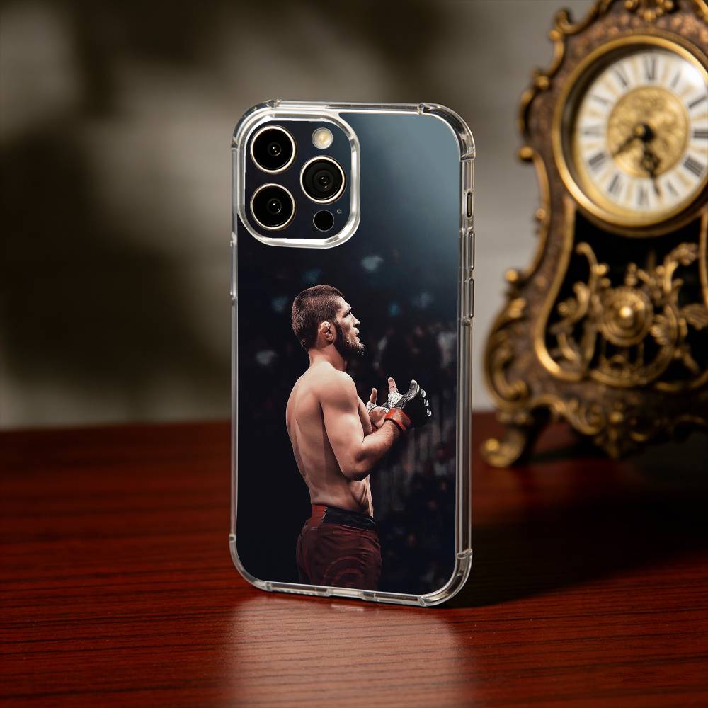 S-Strong I-Islam M-MakhachevS Phone Case For iPhone17,16,15,14,13Pro Max,us,Soft Silicone Transparent Cover