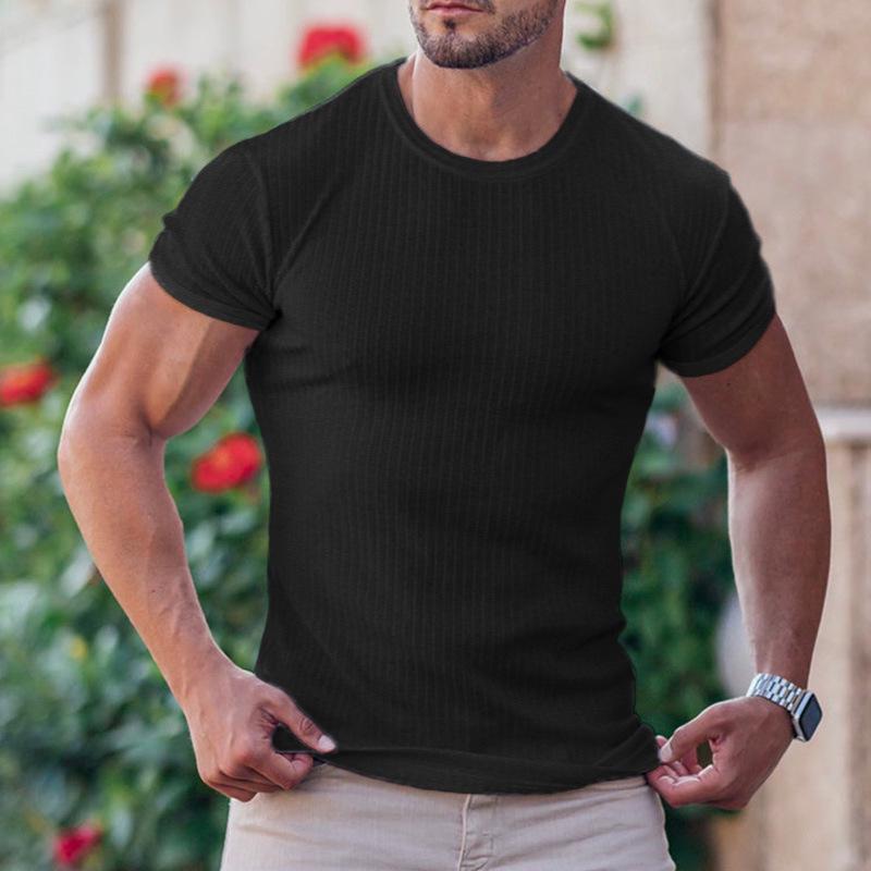 Herren Sommer Sport und Freizeit Vertikaler Streifen Stehkragen T-Shirt