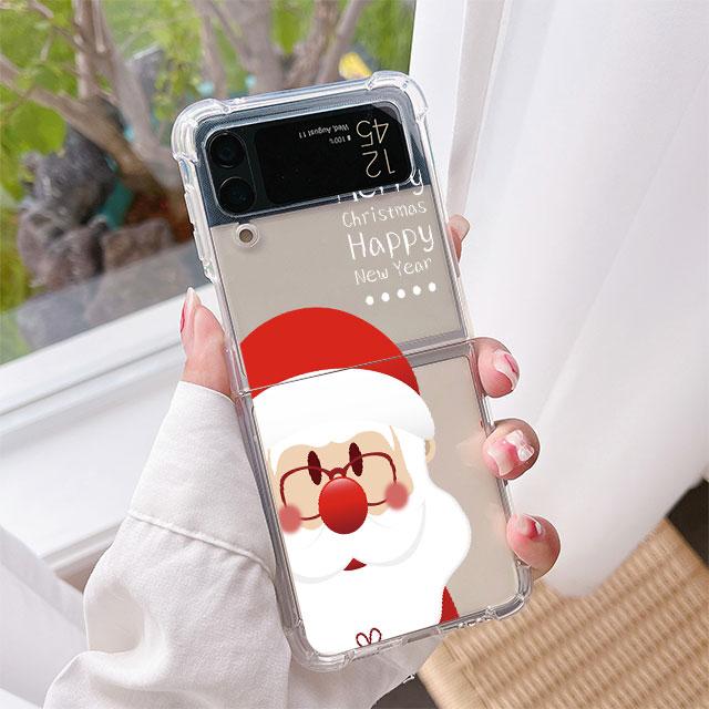 

Роскошный чехол для Samsung Galaxy Z Flip 3 4 5G Funda Z Flip3, прозрачный ПК, жесткий противоударный чехол для телефона, снеговик, Рождество Samsung Z Flip 4