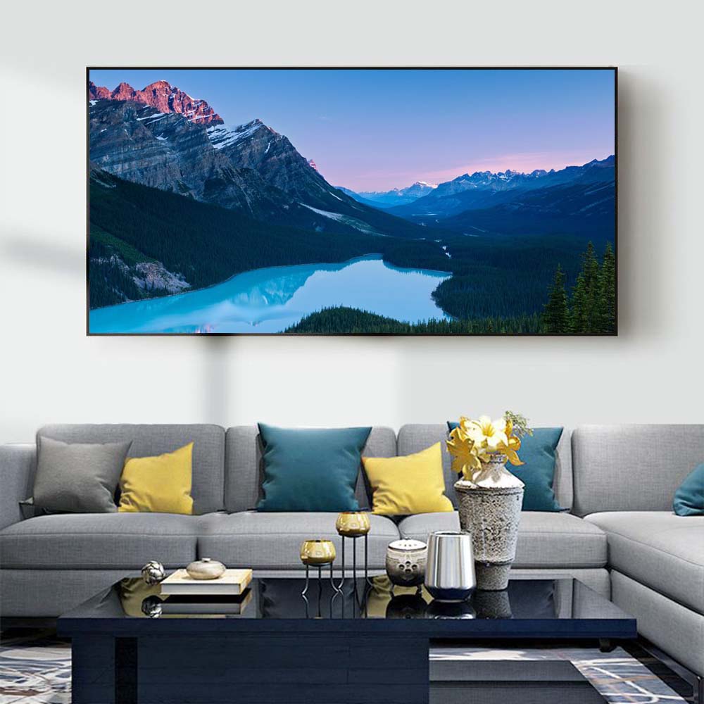 

Пейзаж маслом горы голубое озеро вода искусство холст картина гостиная коридор офис украшение дома фреска без рамки 20*40cm