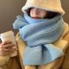 Blue Woolen Knitted Scarf for Women Autumn and Winter Atmosphere Thickened Warm and Cold Proof Woolen Scarf