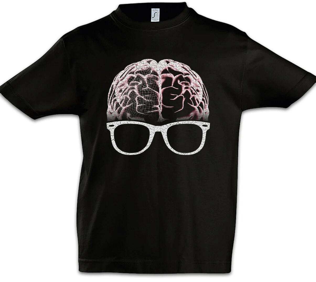 Nerd Brain Kids Boys T-Shirt Fun Brain Glasses Computer Science Programmer- 130