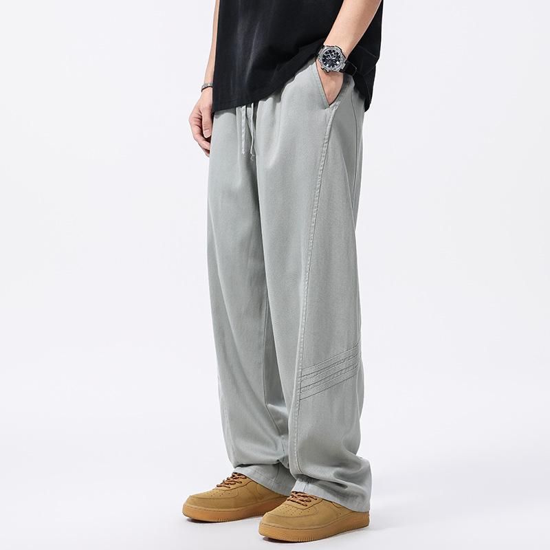 New Lyocell Tencel cotton spring and summer casual pants men's loose wide-leg pants cover shoes cool trousers