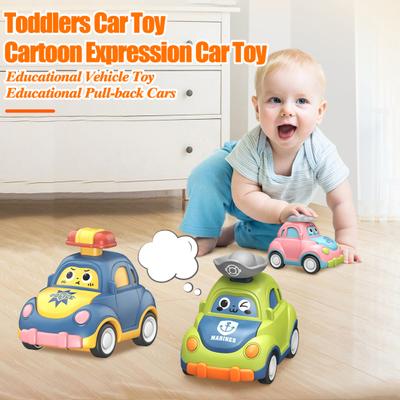 Kids Cartoon Expression Car Toy Press Go Inertial Drive Pull Back Children Vehicle Model Educational Truck Toy Toddlers Boys Girls Gift