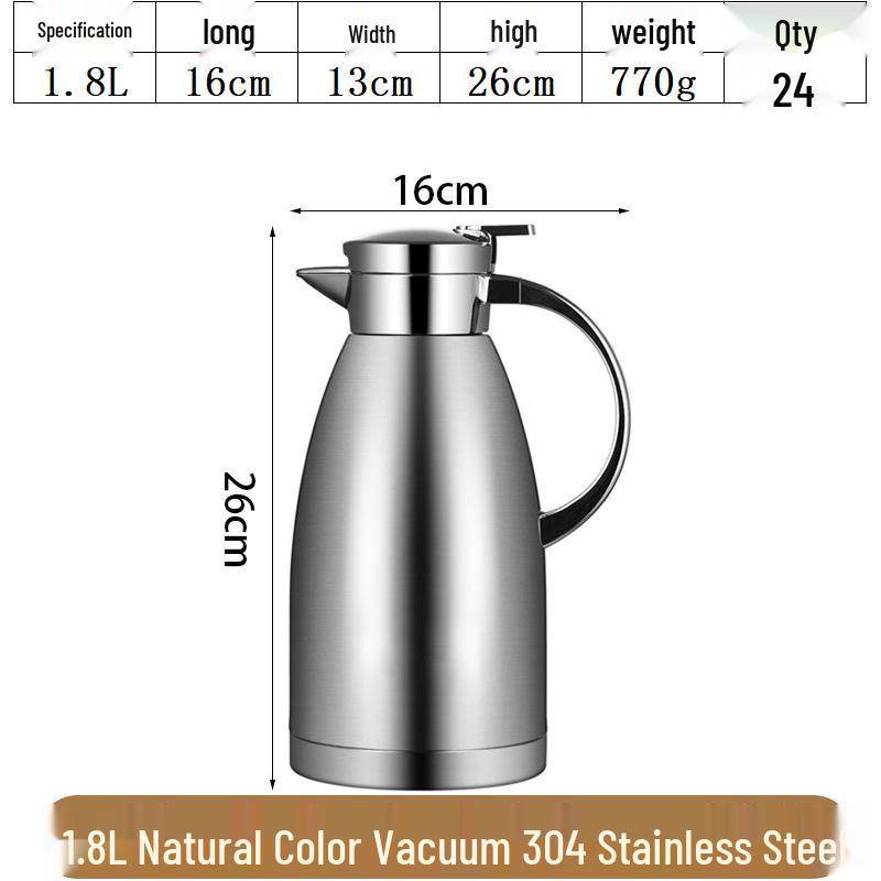 

Large Capacity Thermal Insulated 304 Stainless Steel Coffee Pot with Electroplated Exterior 1.8L