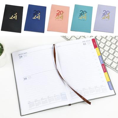 PU kožené poznámkové bloky 365-dňový kalendár Book Notebook Denný týždenný plánovač 2024 English Agenda Book