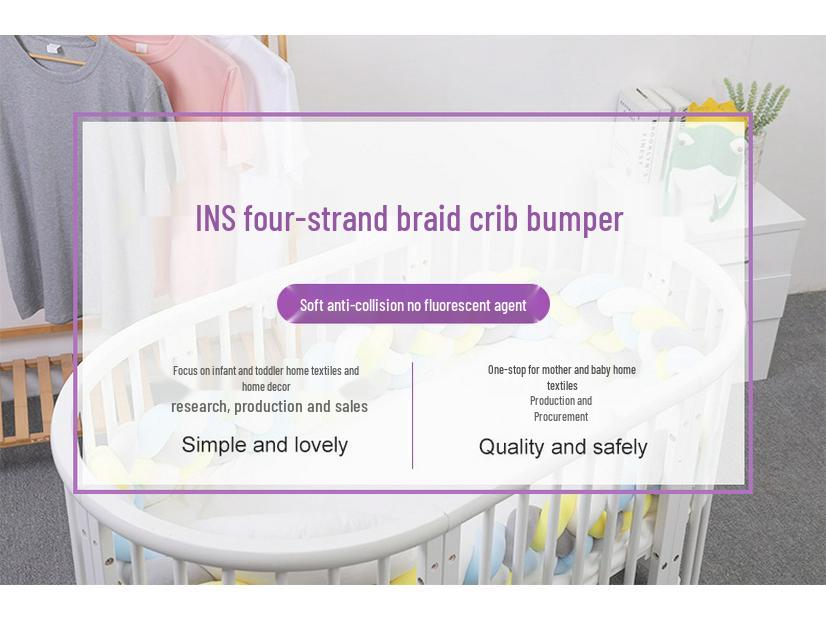 Cojín Nudo Trenzado Danés de Cuatro Hebras – Protector de Cuna Anticolisión para Habitación Infantil