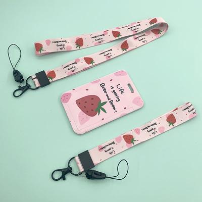 Cartoon Fruit Design Durable Lanyard ID Card Holder for Student Campus Bus Metro Bank Accessories