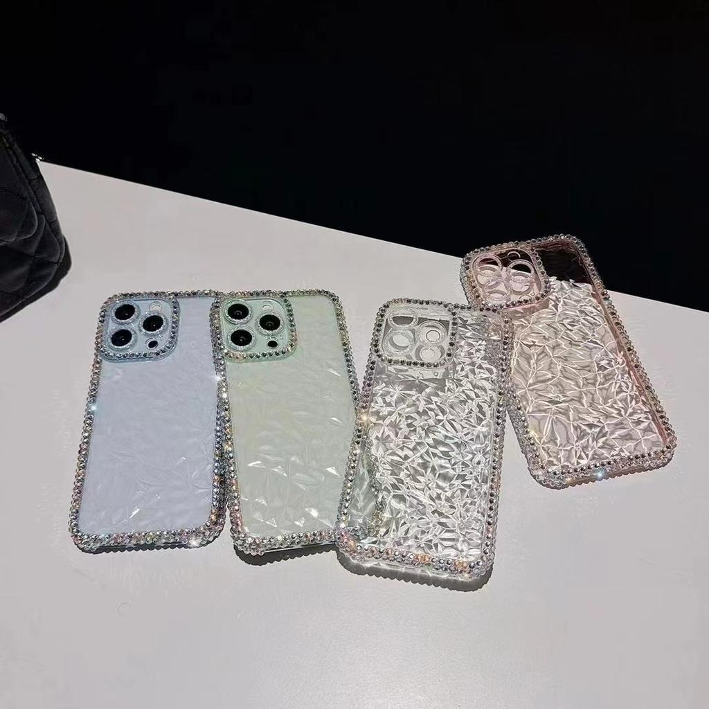Fashion Glitter Bling Diamond Transparent Soft Case für iPhone 14 15 13 12 11 Pro Xs Max XR X 7 8 Plus SE 2 Klare Silikon-Rückseite