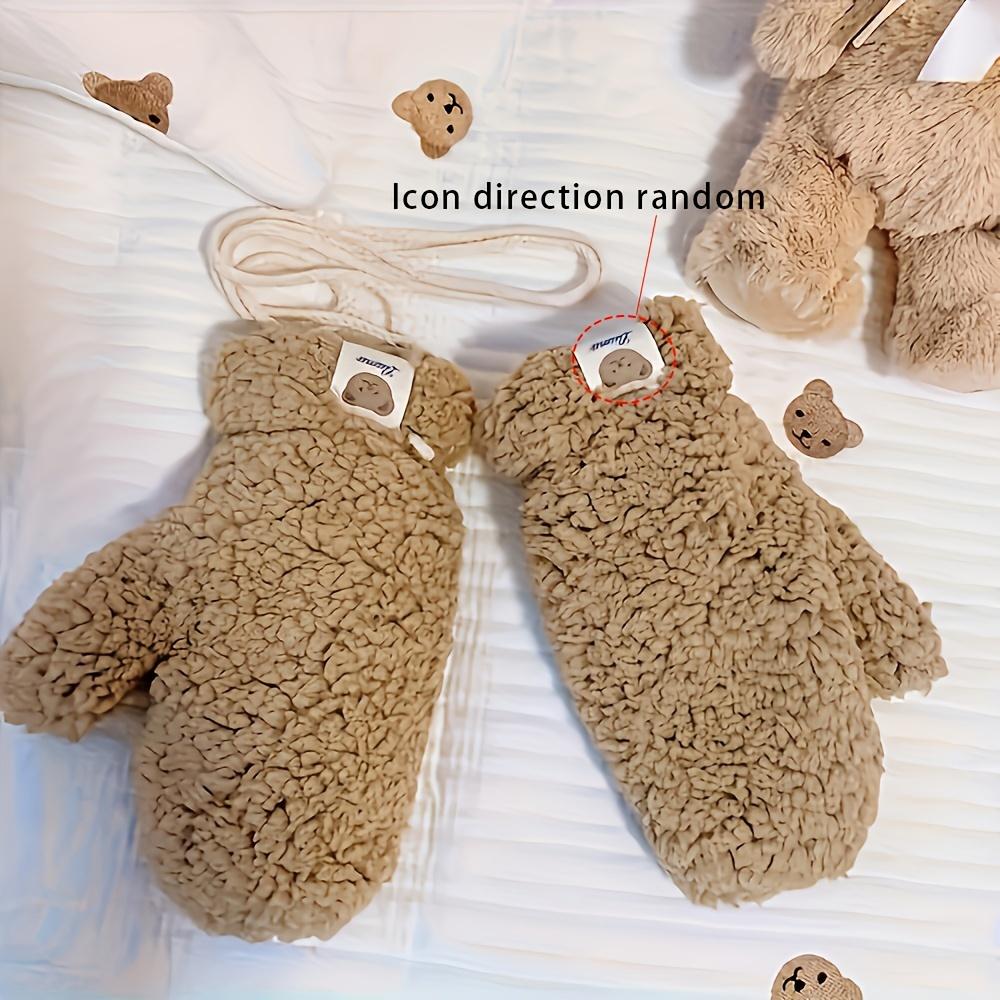 Winter Cashmere Knitted Bear Mittens - Cozy Fleece Lined Warm Gloves, Decorative Cute Animal Pattern