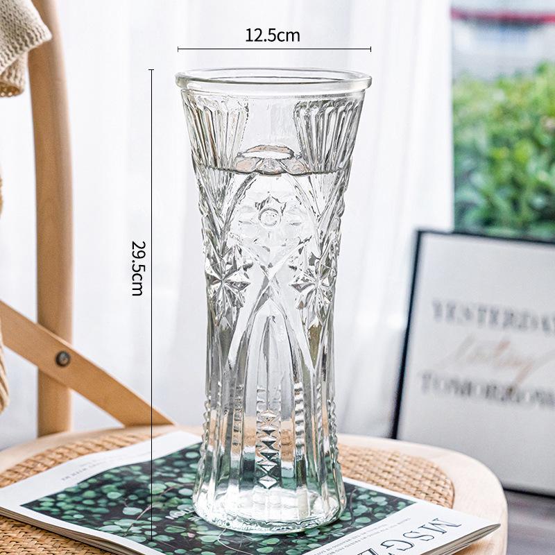 Internet Celebrity Style Transparent Glass Vase for Hydroponic Flower Arrangements - Gypsophila Display for Living Room or Dining Table