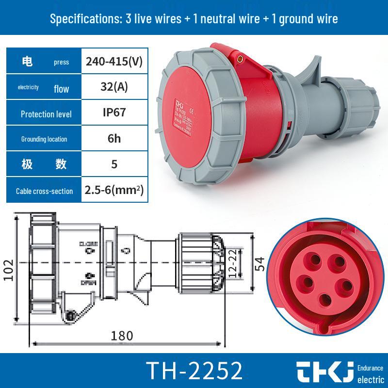 Waterproof Industrial Plug Socket Connector IP67 - 16A/32A, 3/4/5 Pin
