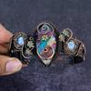 Spiny Oyster Gemstone Copper Wire Wrap Cuff Bangle Adjustable