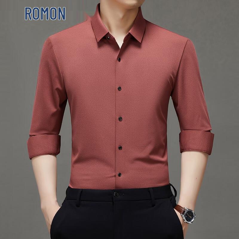 ROMON Men s All-Season Casual Long Sleeve Merino Wool Blend Shirt 58