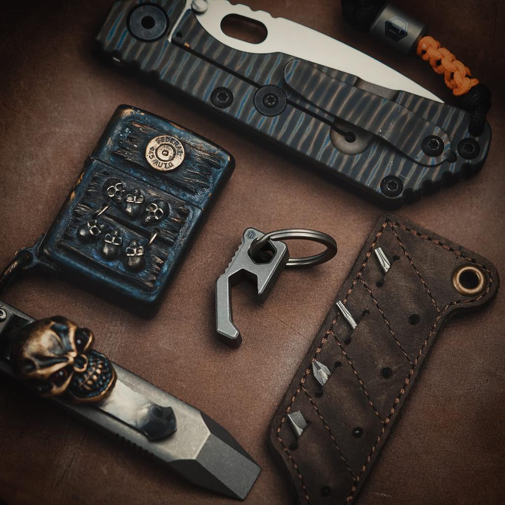 KeyUnity KA13 Titanium Portable Bottle Opener with Keychain, Multi-Function Bottle Opener with Hex Wrench, Lightweight and Compact, Beer Opener for Tr