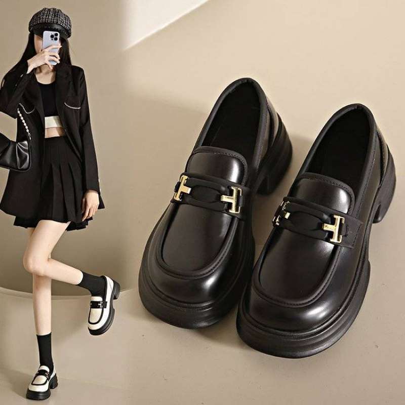 British Style Small Leather Shoes Women's Loafers 2025 New Platform Loafers Women's Casual Versatile One-pedal Jk Single Shoes