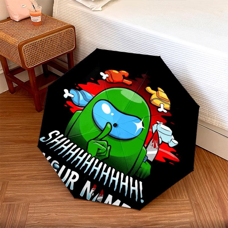 1 PC Automatic Folding Umbrella - Among Us Custom Name Pattern, Portable & Foldable Design with 8 Ribs, Christmas Birthday Gifts