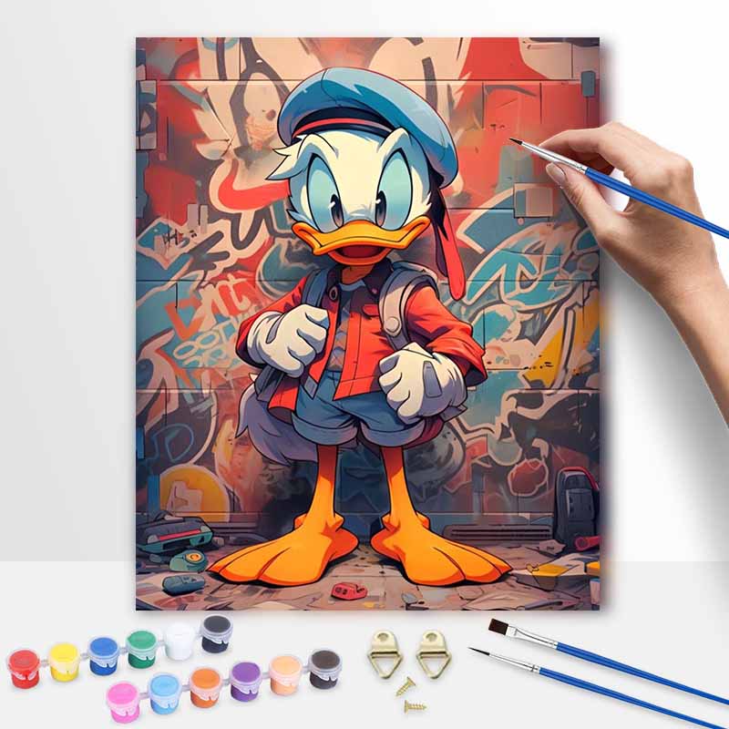 Disney Donald Duck Graffiti Paint By Number Kit Number Drawing Canvas DIY Picture Home Decor Painting Wall Art Oil Colorful Gift 130