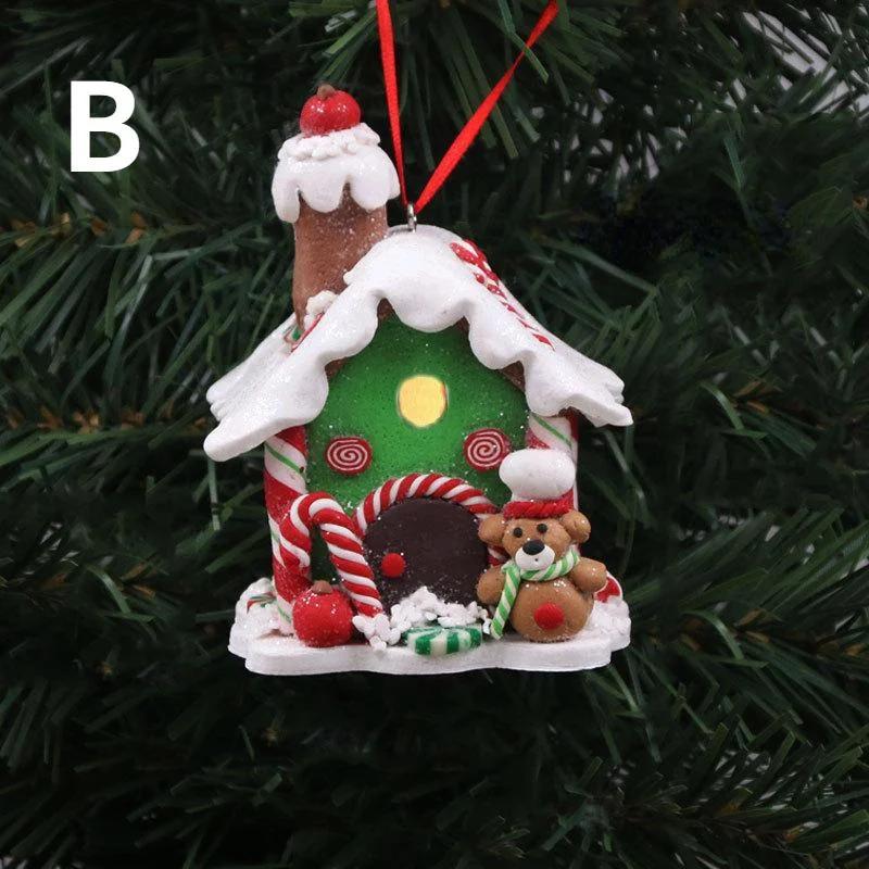 Christmas Gingerbread Small House Pendant Creative Xmas Tree Decorantions Hanging Ornament New Year Gift Home Decor 2023