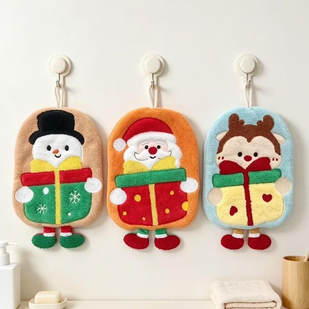 Coral Fleece Christmas Hand Towels Christmas Tree Handkerchiefs Christmas Decoration