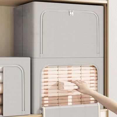 24L Clothes Storage Box Foldable Quilt Storage Container with Clear Window And Two-Way Zipper for Home