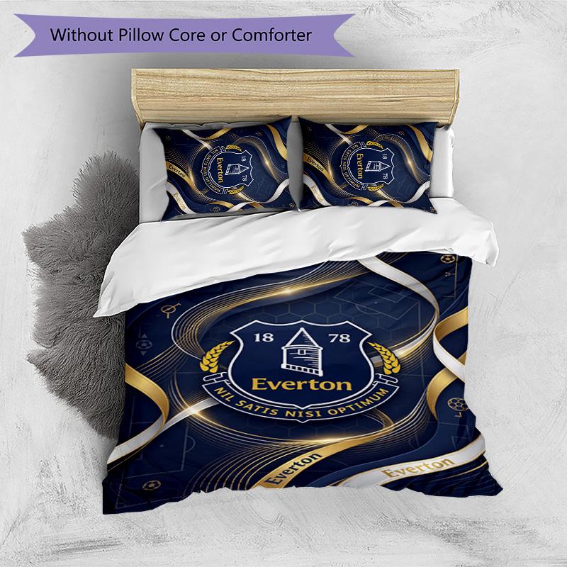 Set Lenzuola Everton Football Stampato 3 Pezzi, Comodo Set Copripiumino per Camera da Letto Amico della Pelle